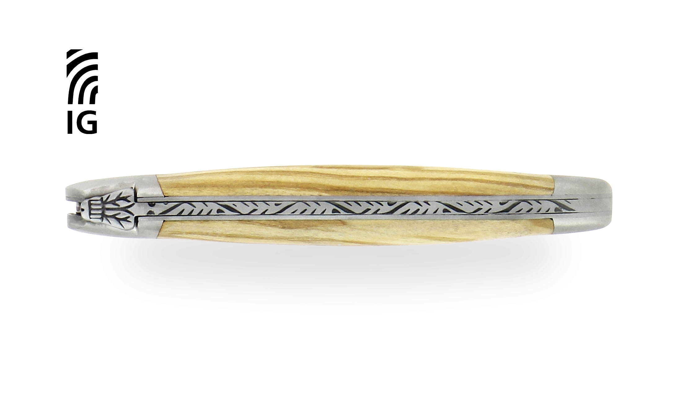 Couteau de Laguiole 12 cm en olivier, mitres inox satinées