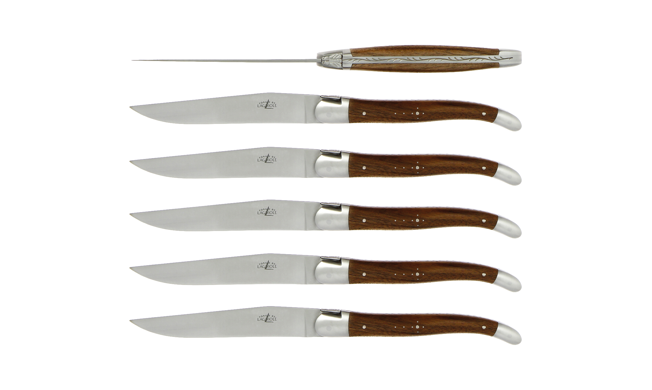Table knives, satin finish with Walnut handle, set of 6