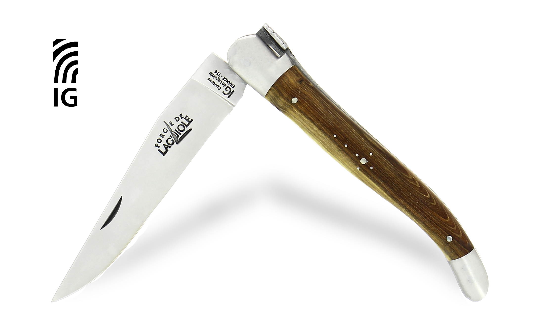 Couteau de Laguiole 12 cm en pistachier, mitres inox satinées