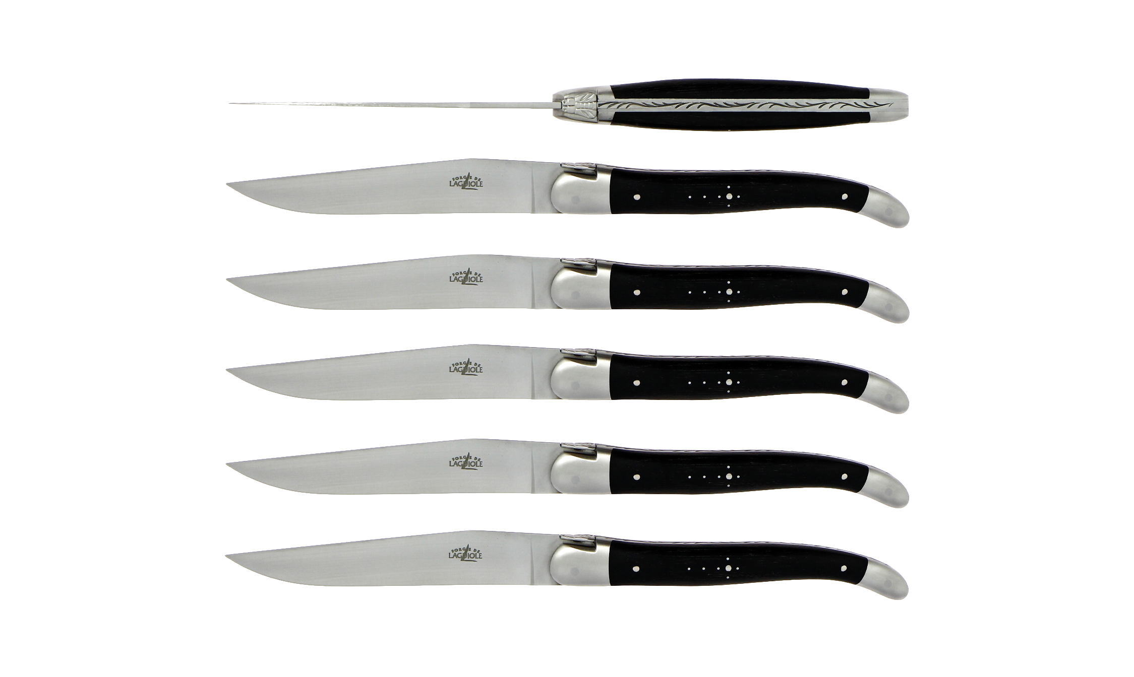 Table knives, satin finish with Ebony handle, set of 6