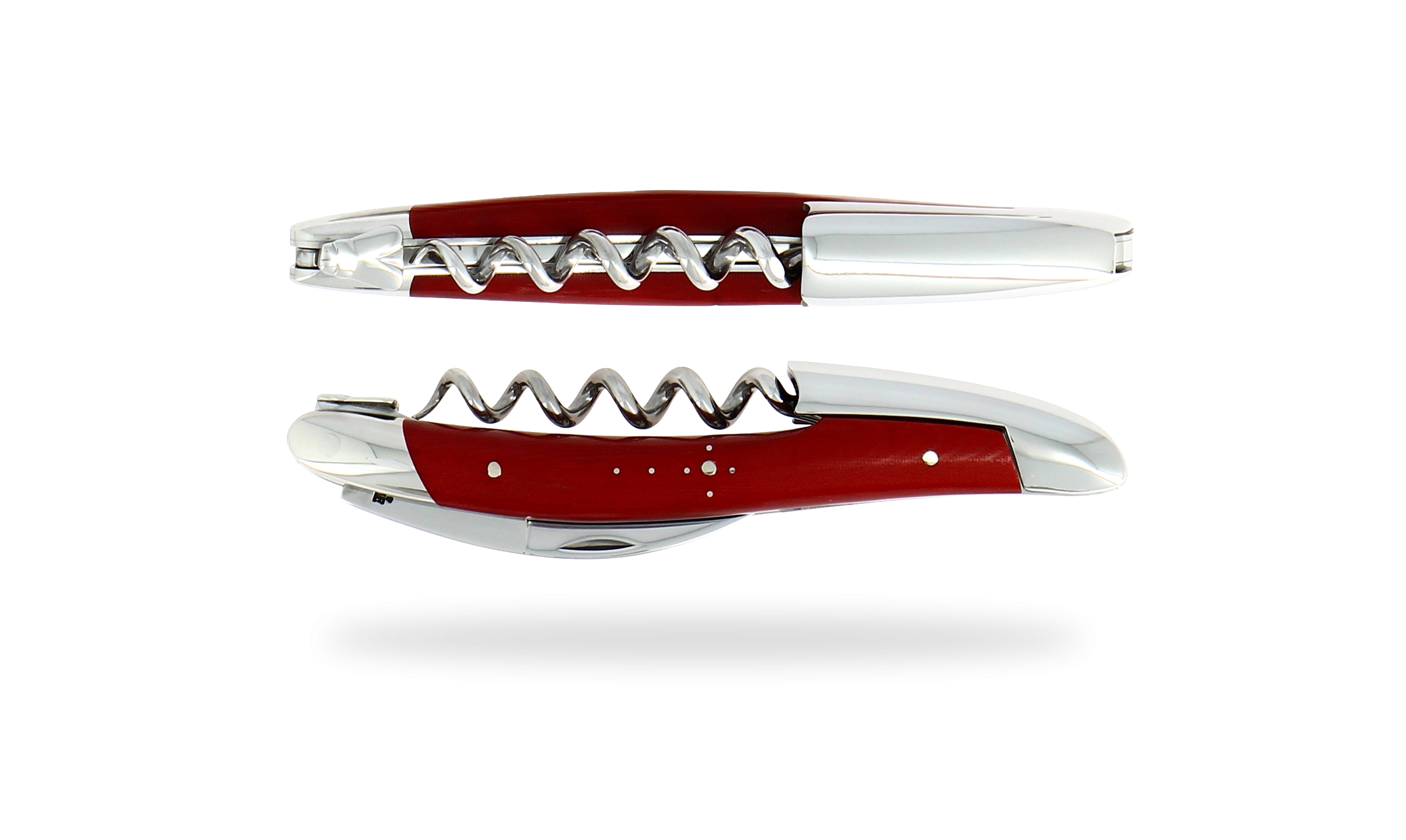 Sommelier knife, high polish finish with Red compressed fabric handle
