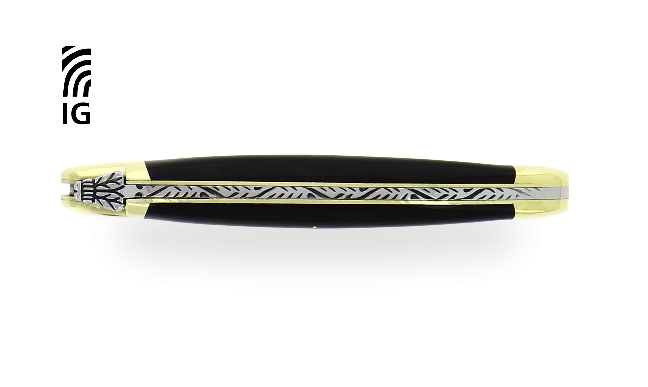 Couteau de Laguiole 12 cm en corne foncée, mitres laiton