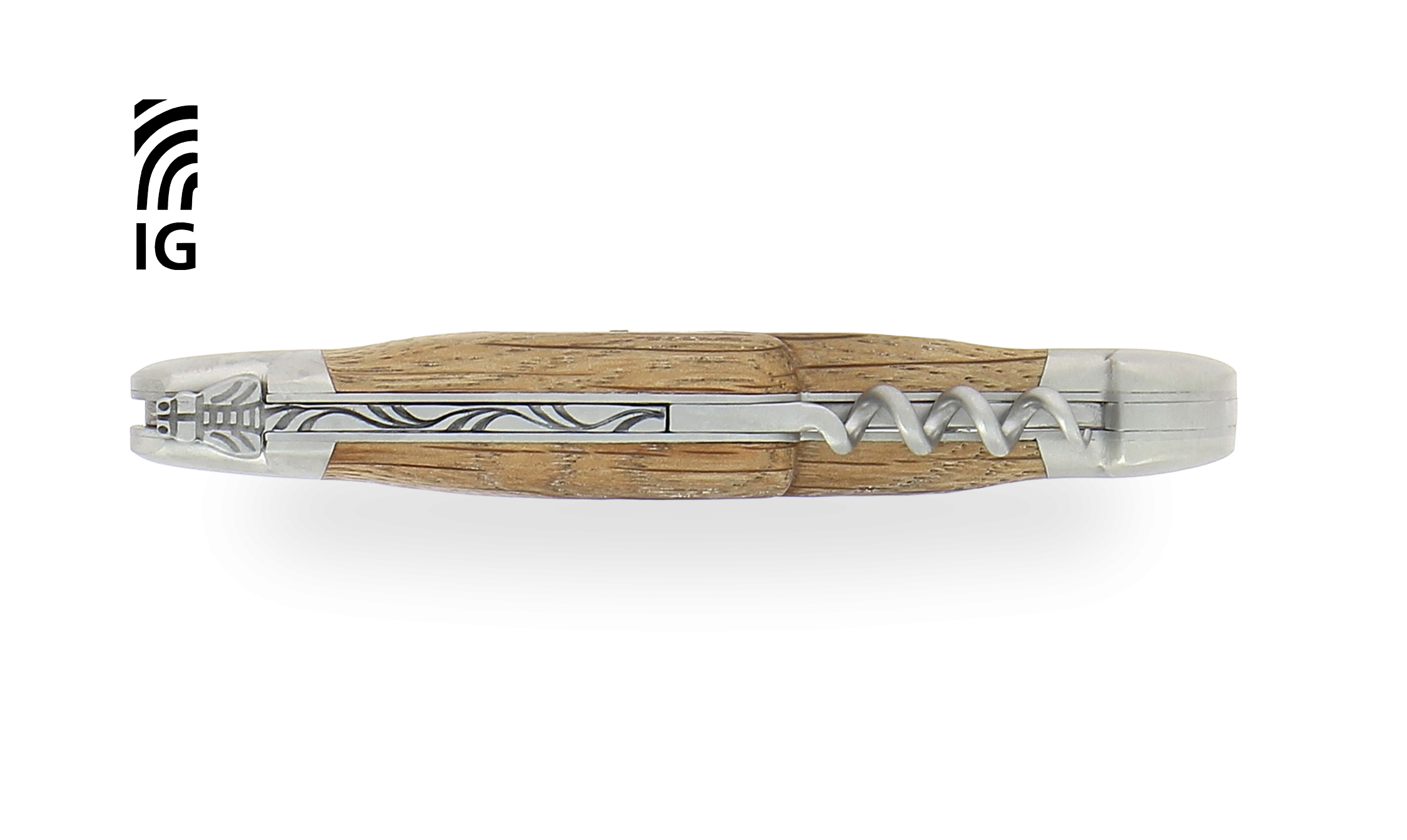 Couteau de Laguiole avec tire-bouchon en bouleau, mitres inox brillantes