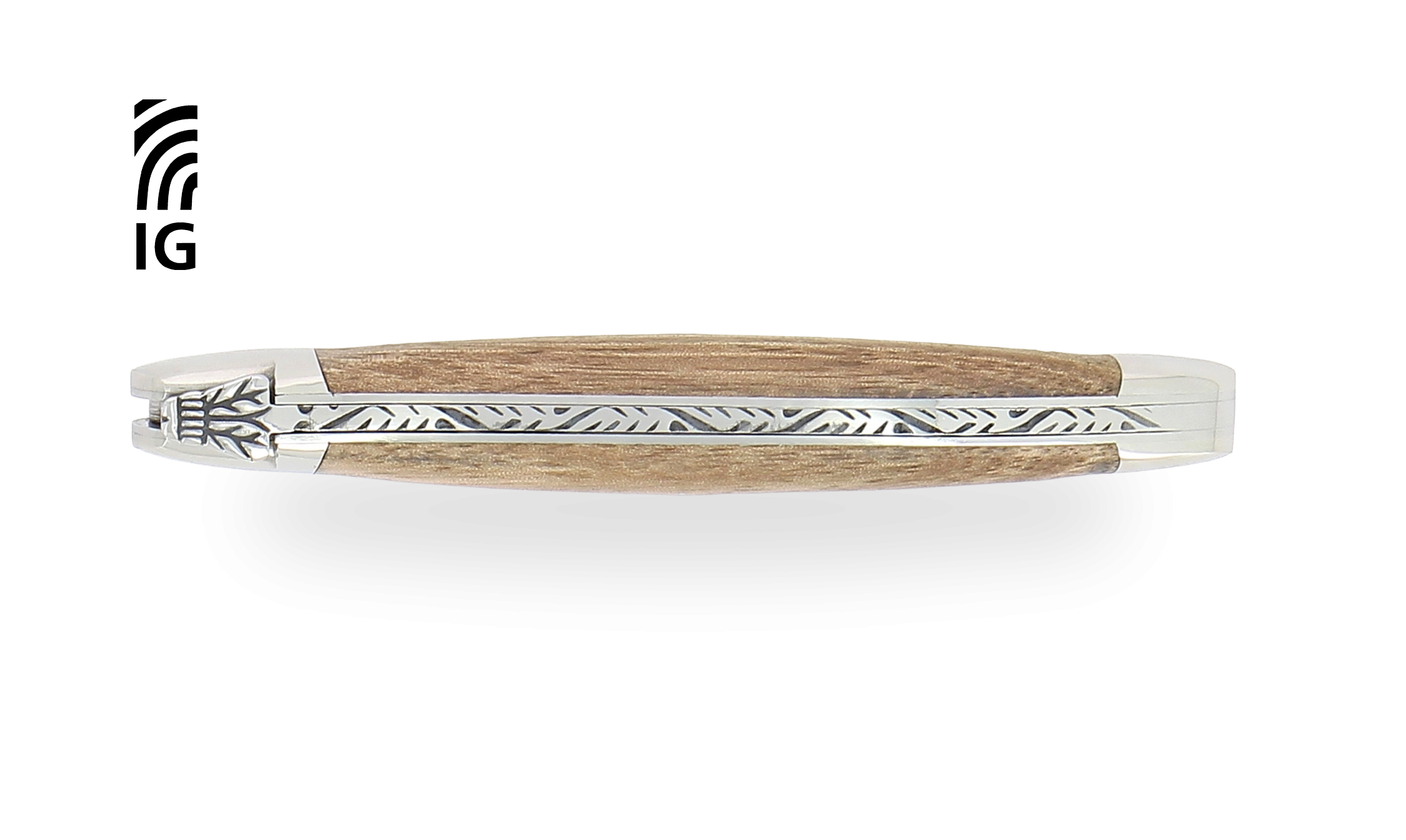 Couteau de Laguiole 12 cm en noyer, mitres inox brillantes