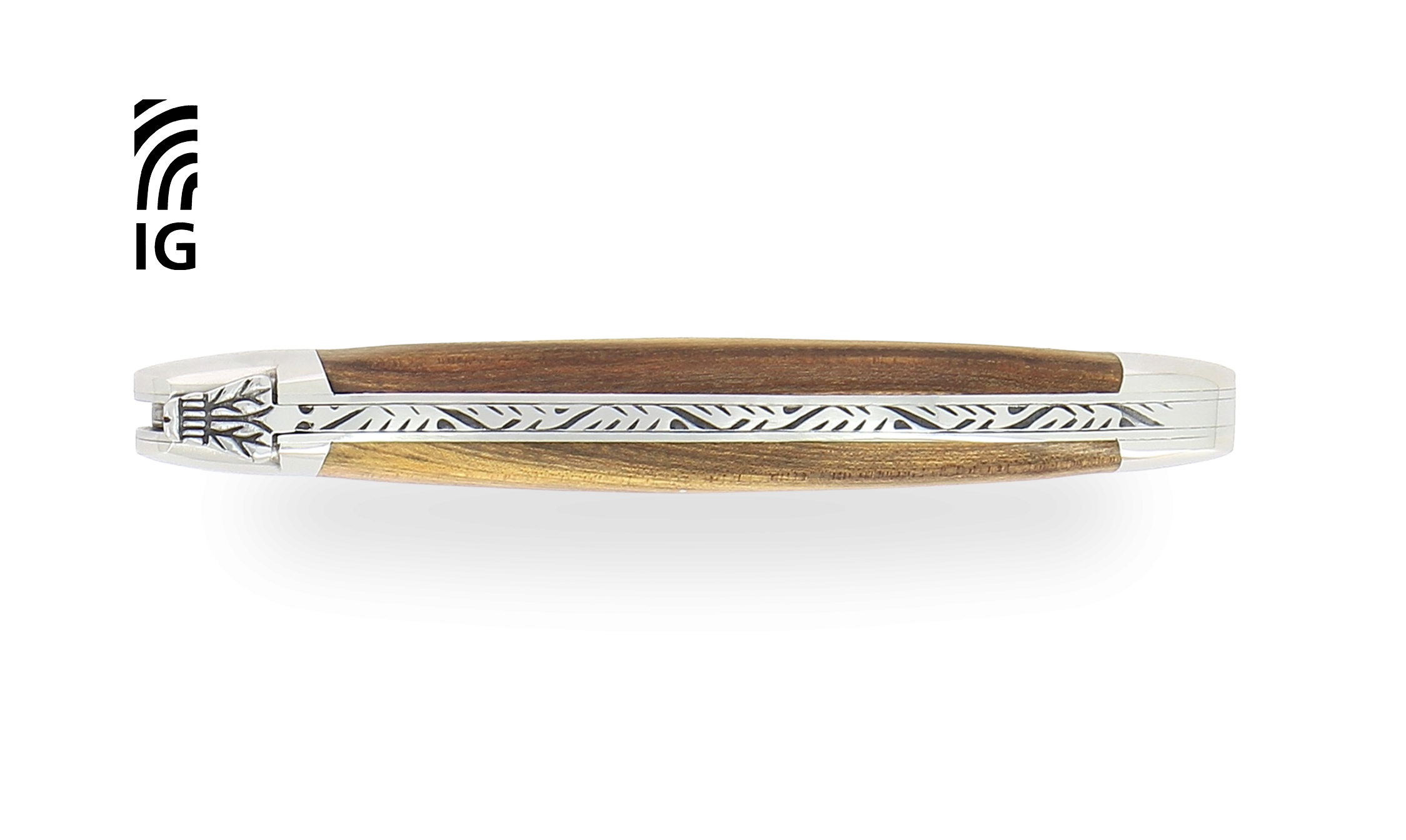 Couteau de Laguiole 12 cm en pistachier, mitres inox brillantes