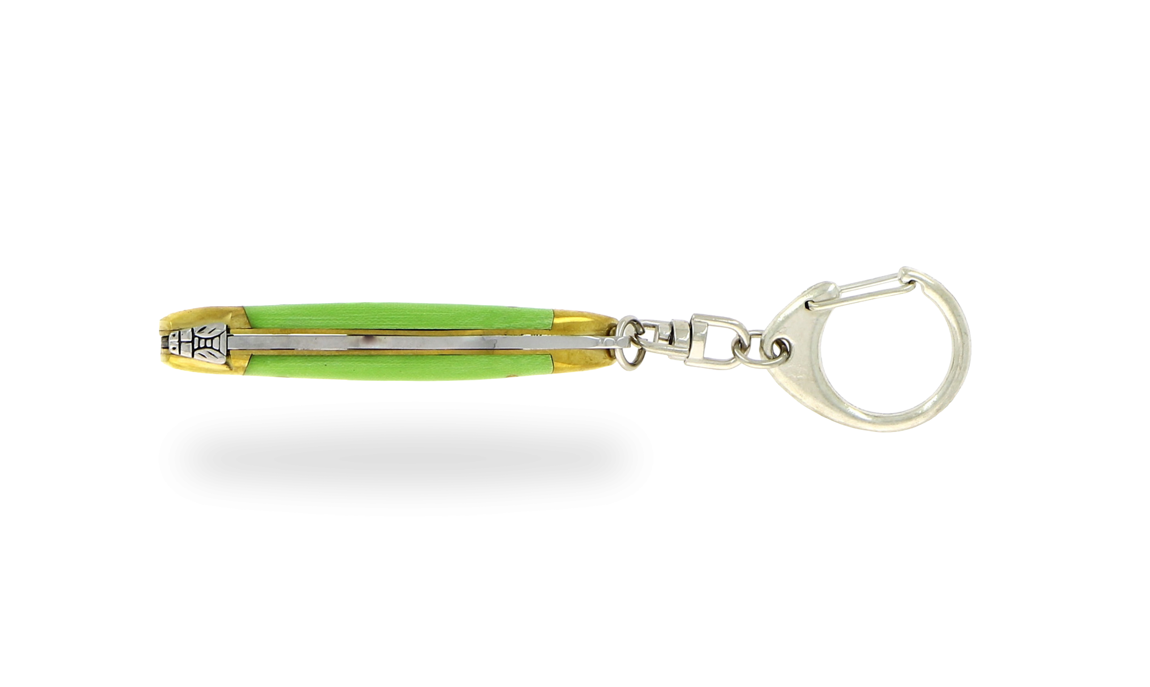 Laguiole Taschenmesser mit Schlüsselanhänger 7cm grün Gepresster Verbunfaser und Mitres aus Messing