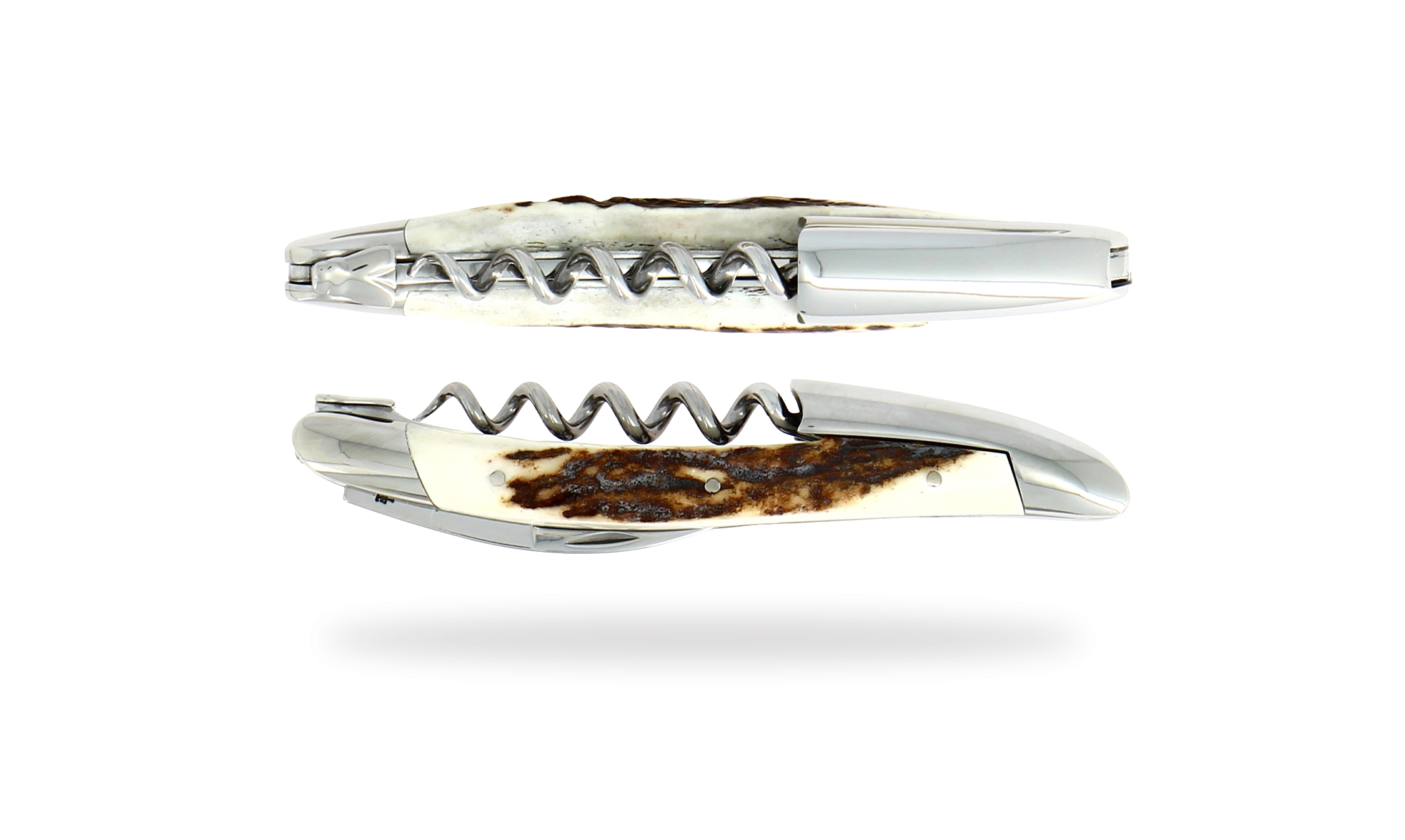 Sommelier knife, shiny finish with Deer antler handle