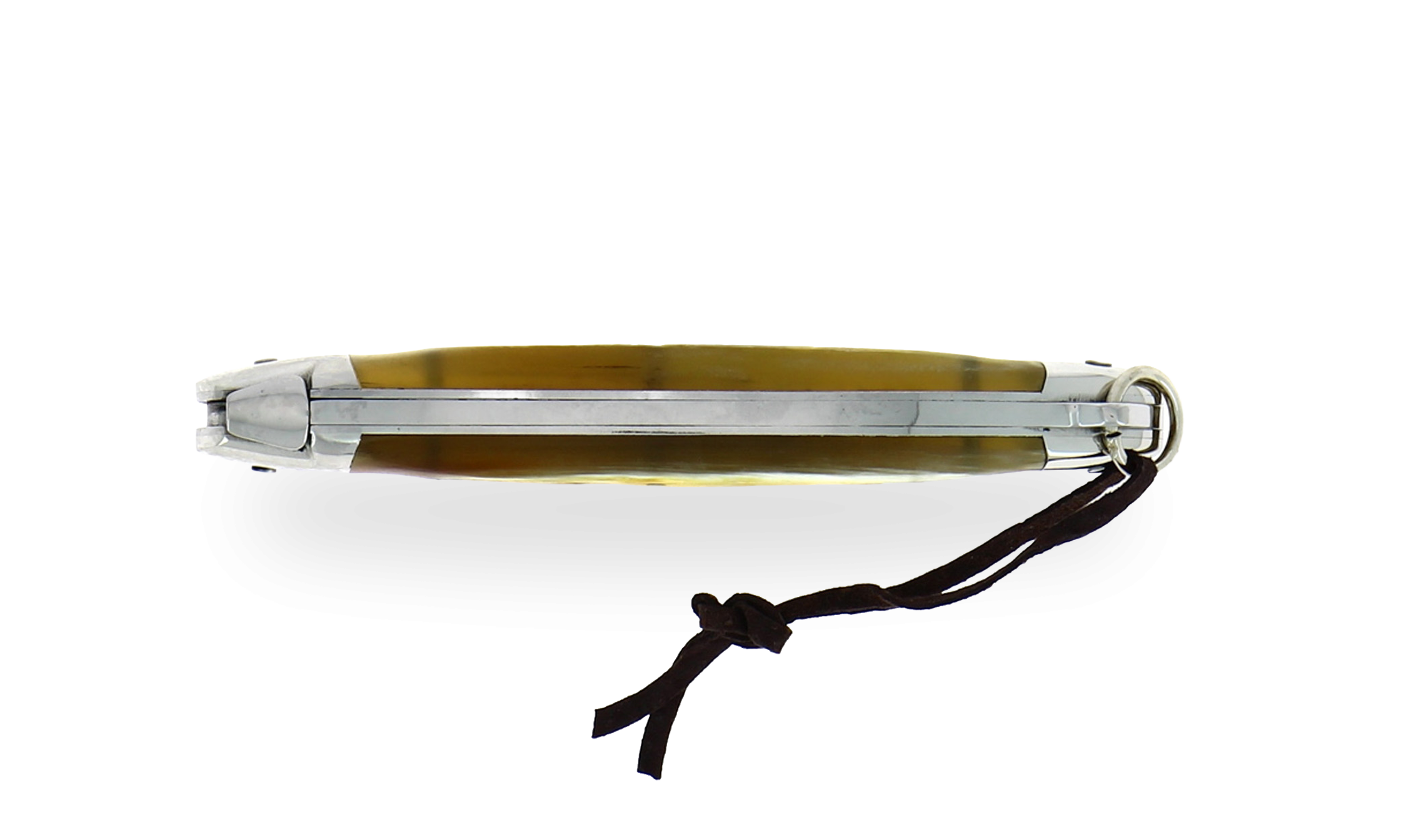Laguiole knife 11 cm in polished Aubrac cow horn and "brut de forge" blade