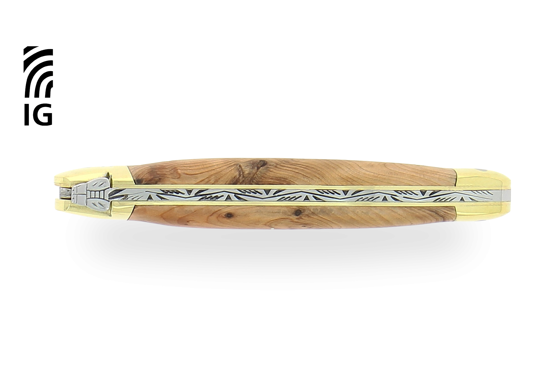 Couteau de Laguiole 11 cm en genévrier, mitres laiton