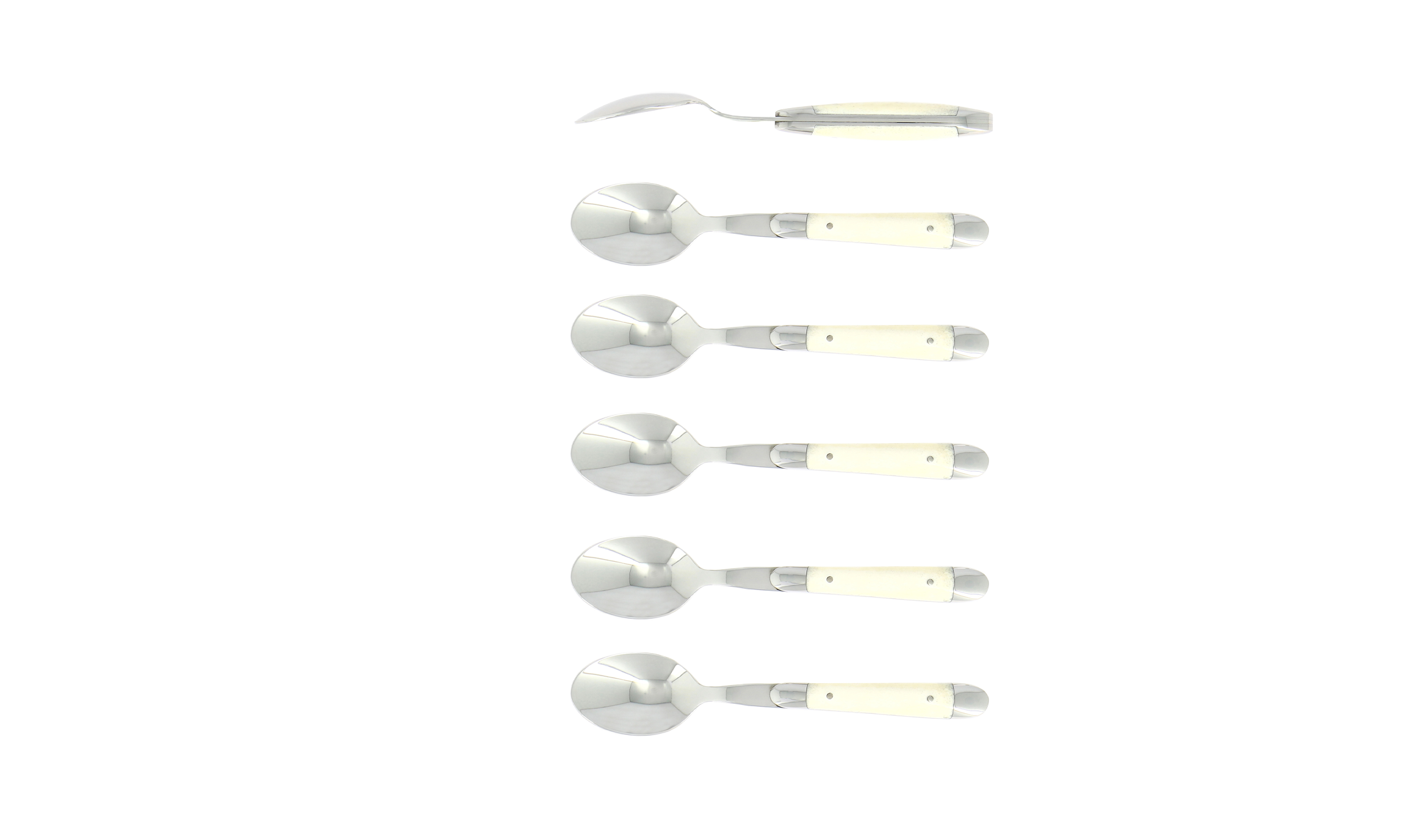 Kaffeelöffeln, finish glänzend mit Griff aus Knochen, Set mit 6