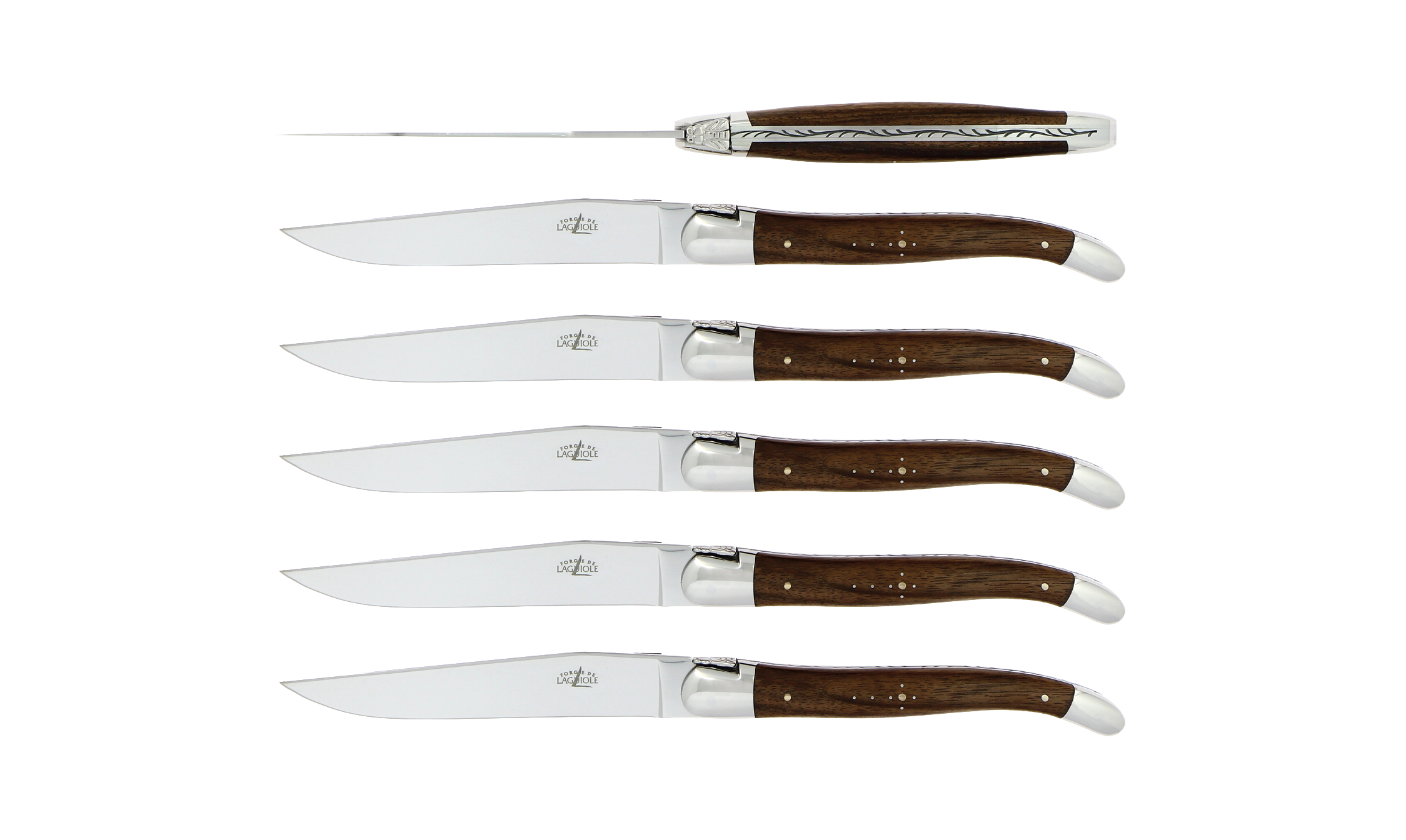 Table knives, high polished finish with Walnut handle, set of 6
