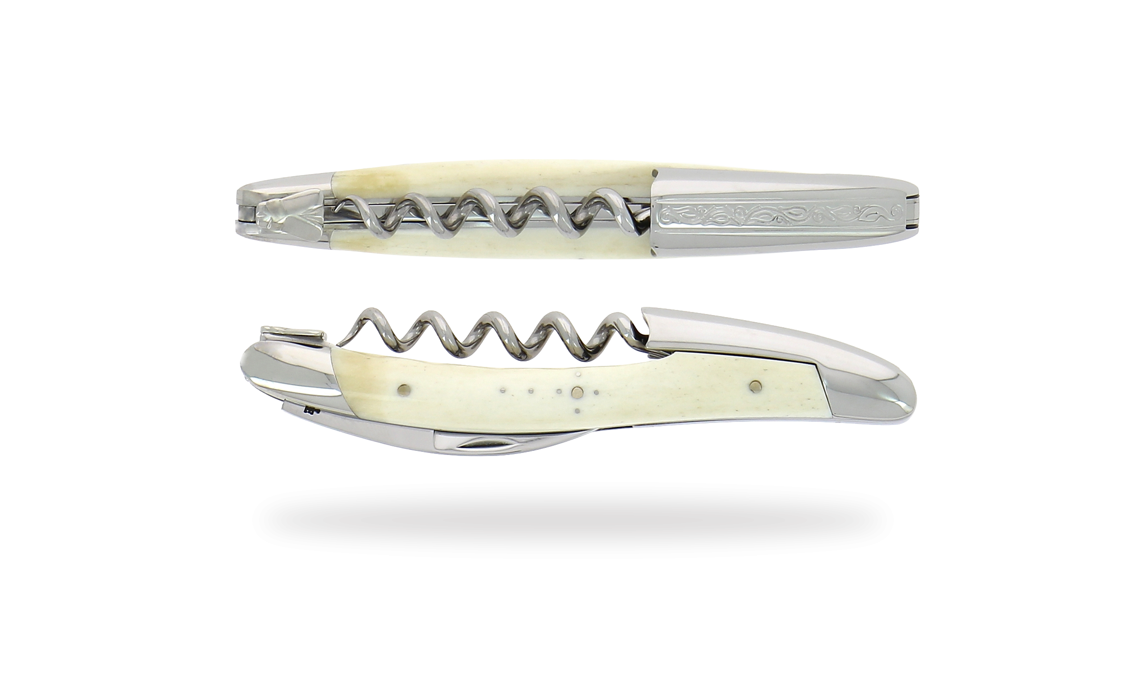 Sommelier knife, shiny finish with Bone handle