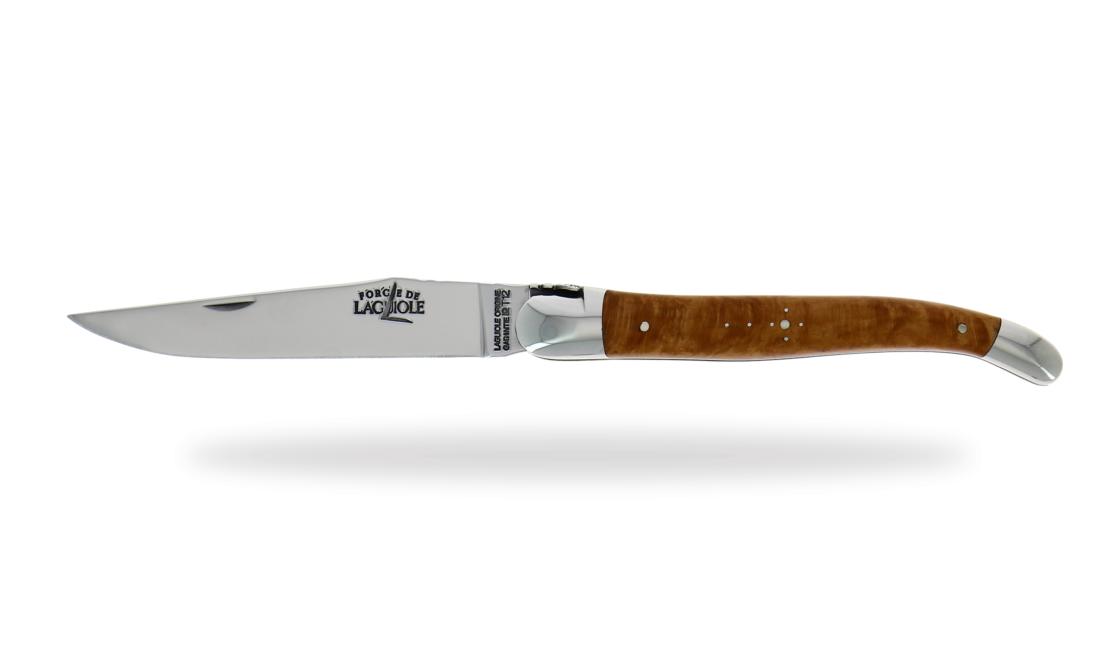 Hand engraved, briar 12 cm folding knife, high polished finish