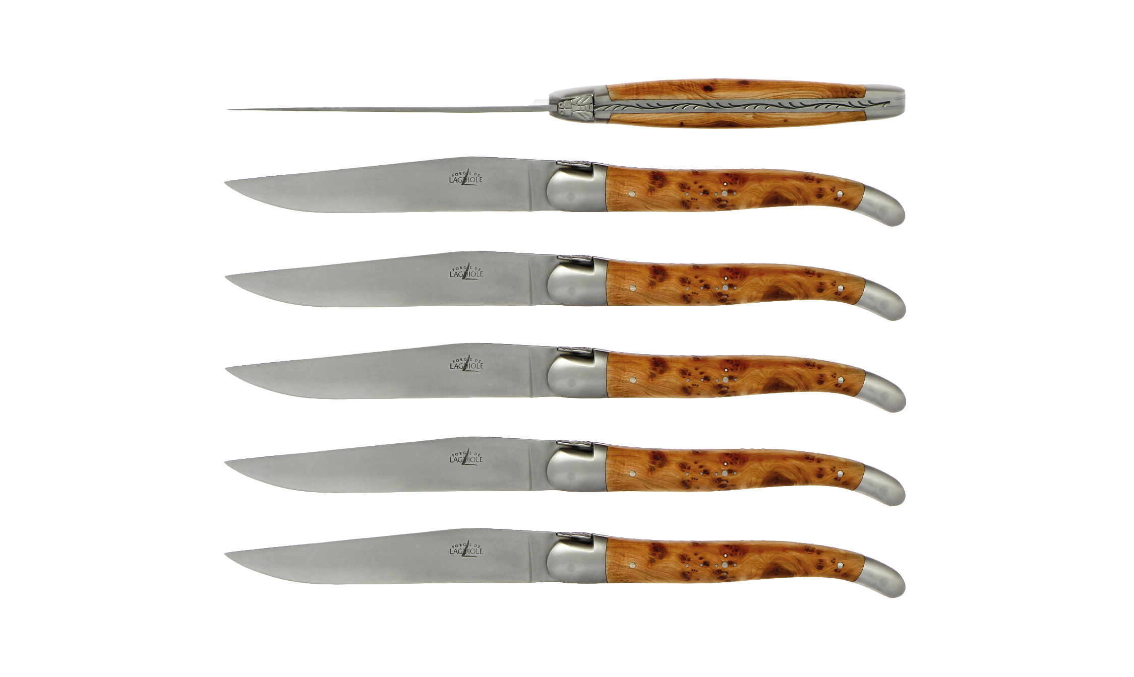 Fourchettes en corne claire finition brillante - coffret de 6