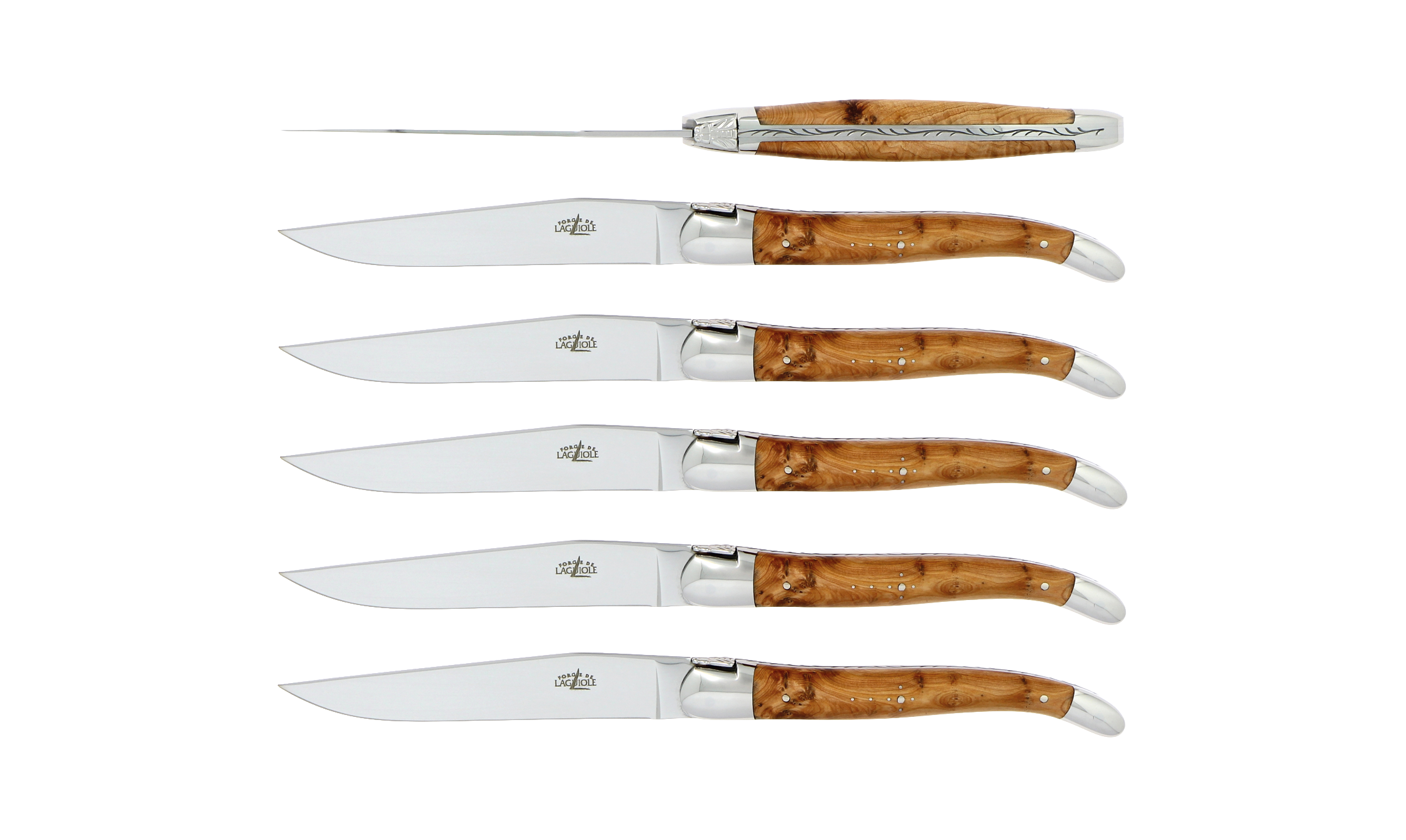 Table knives, high polished finish with Juniper handle, set of 6