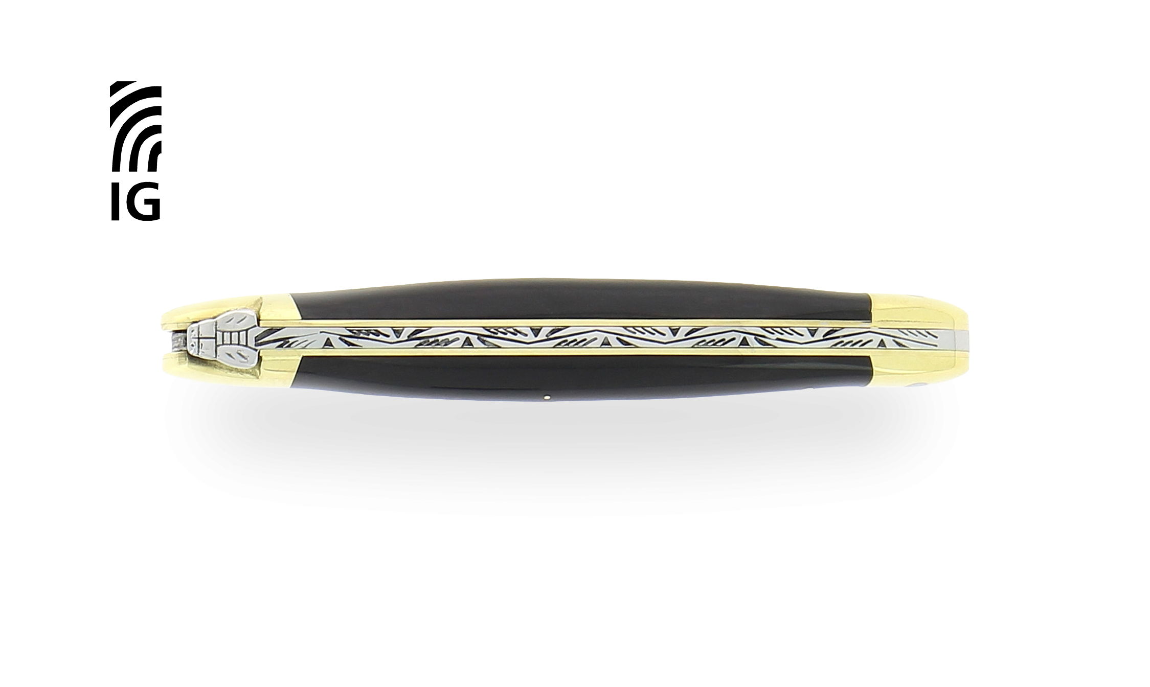 Laguiole Folding knife 11 cm dark Horn, brass bolsters