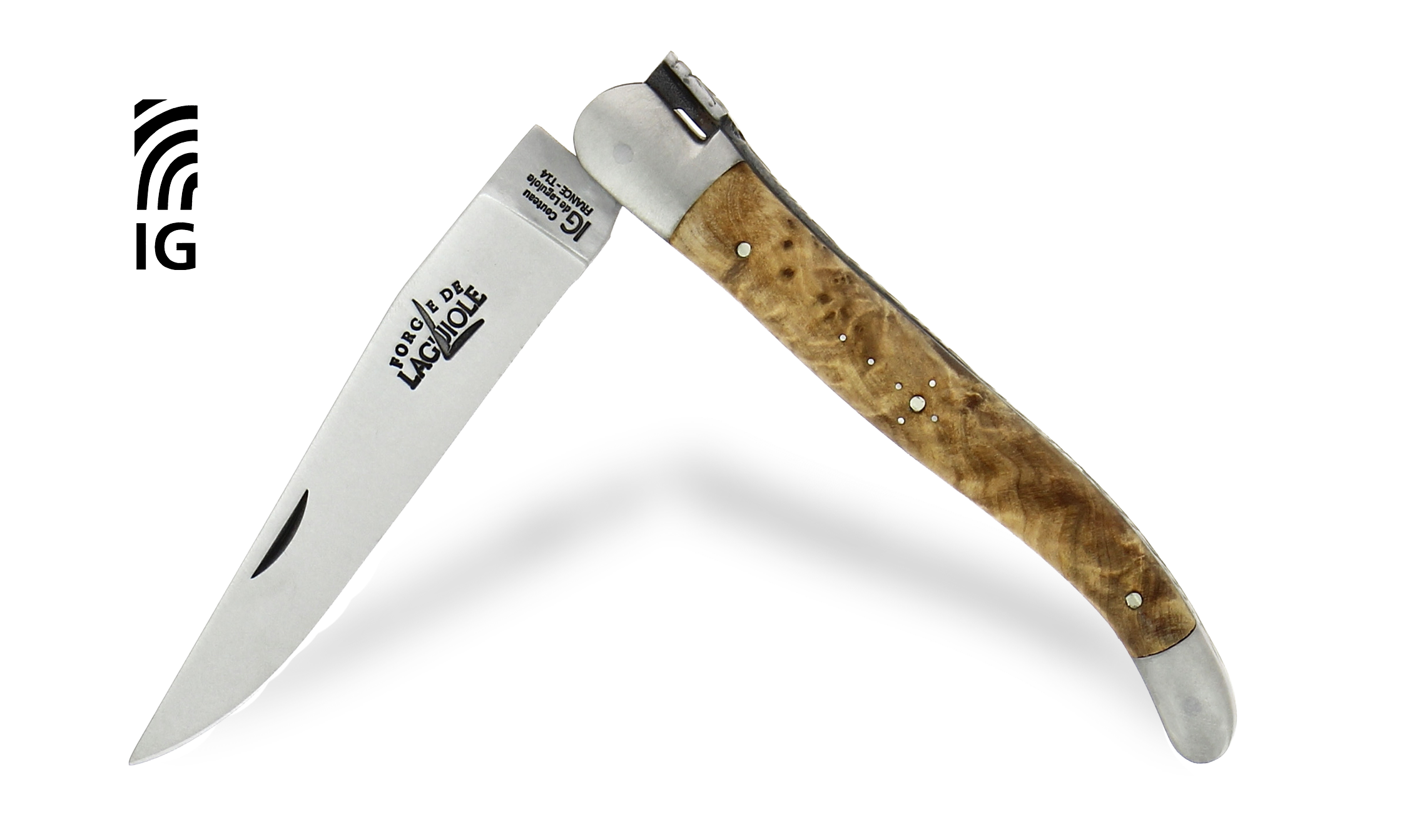 Couteau de Laguiole 12 cm en thuya, mitres inox satinées