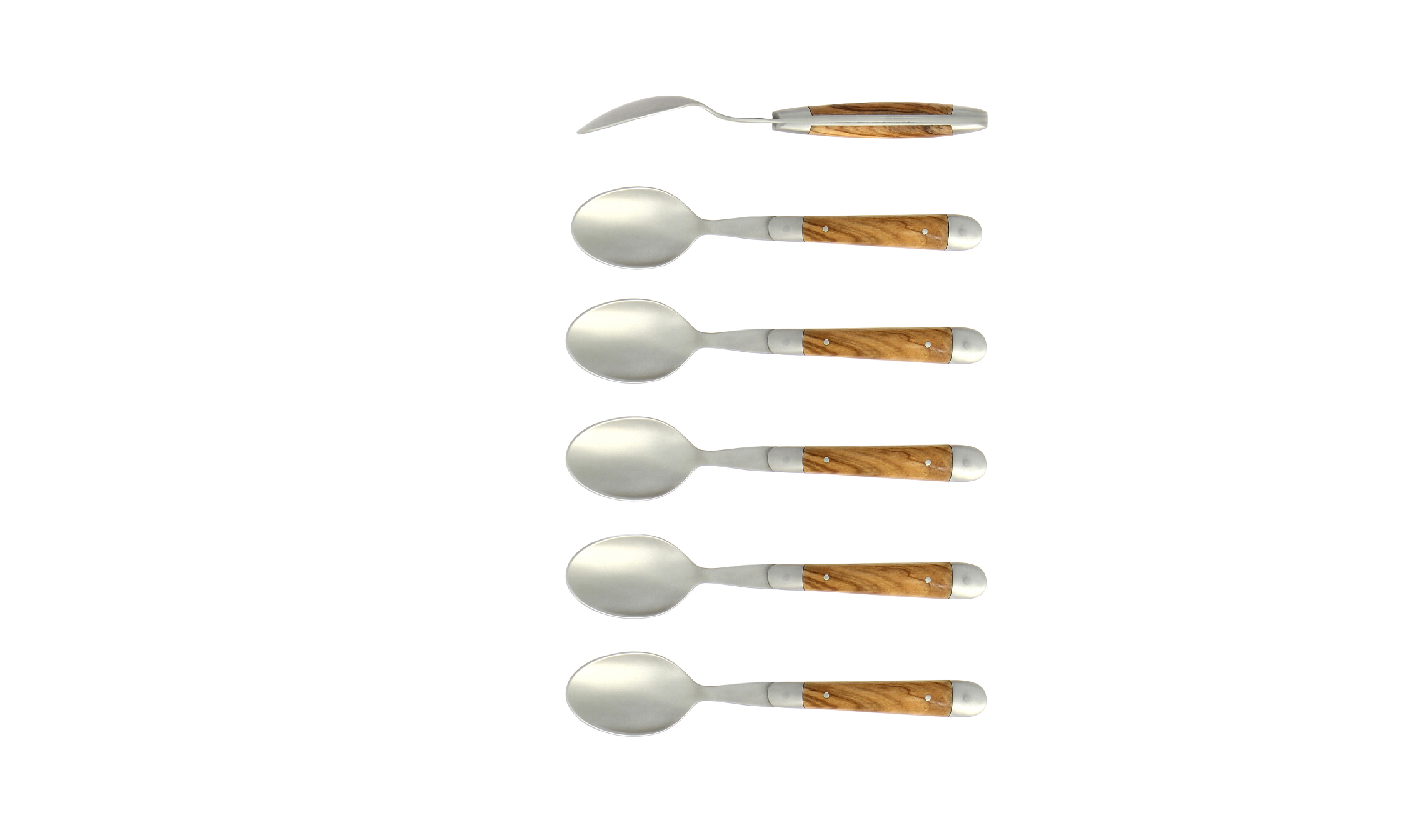 Kaffeelöffeln, Finish matt mitt Griff aus olivenholz, Set mit 6