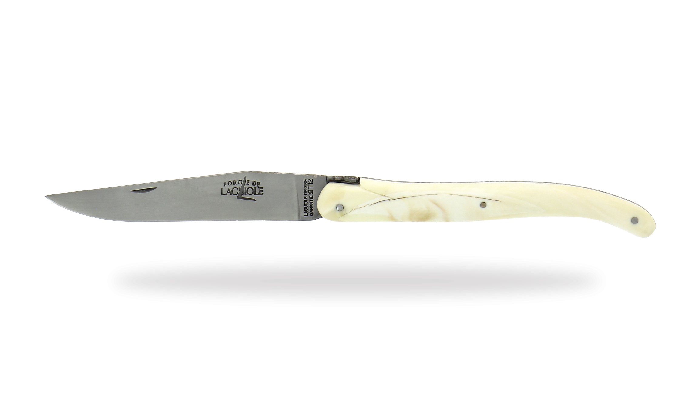 Hand engraved, full handle in warthog, folding knife, satin finish
