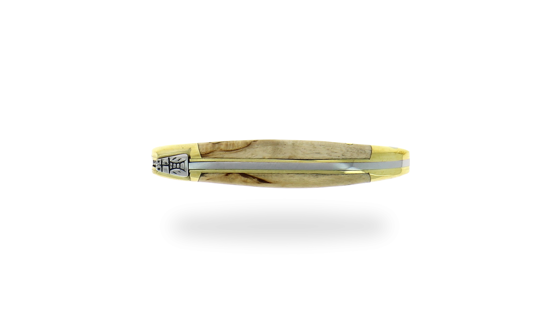 Couteau de Laguiole 7 cm en bouleau, mitres laiton