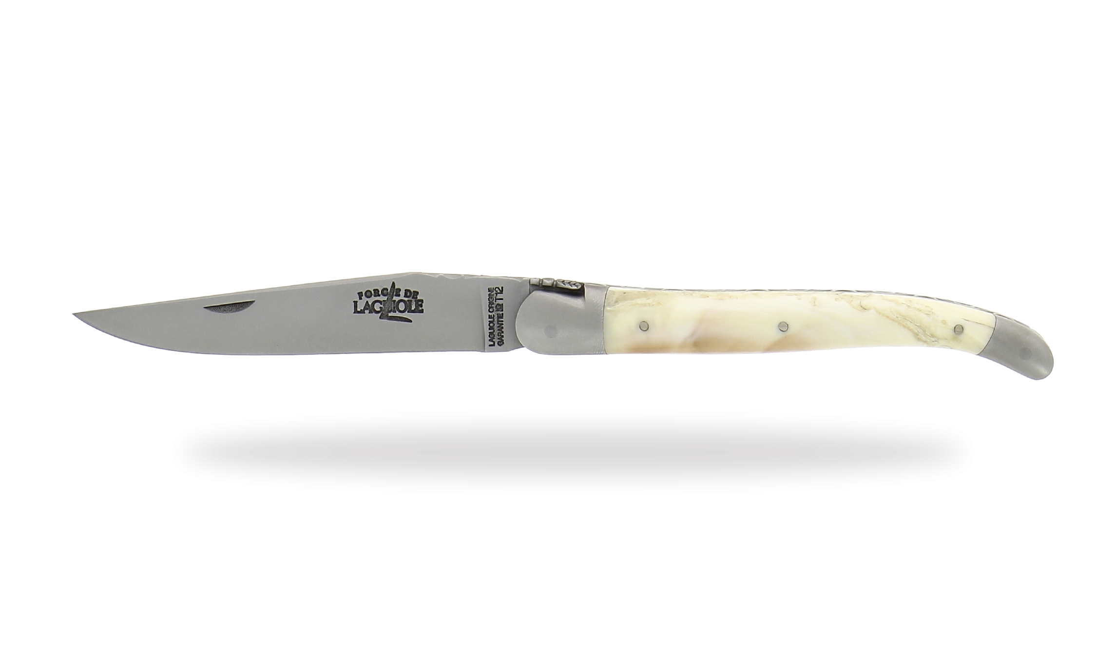 Hand engraved, warthog folding knife satin finish