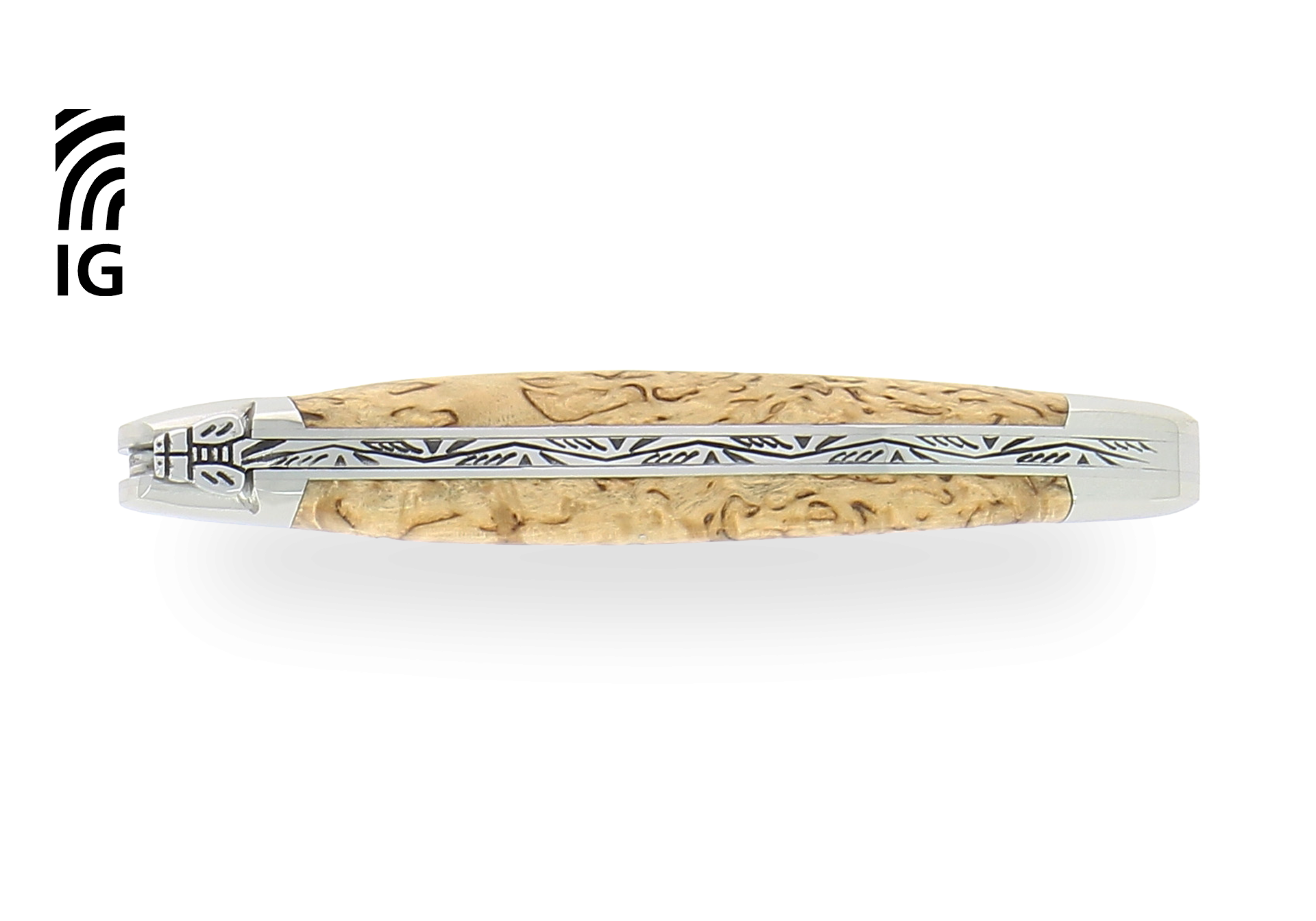 Couteau de Laguiole 11 cm en bouleau, mitres inox brillantes