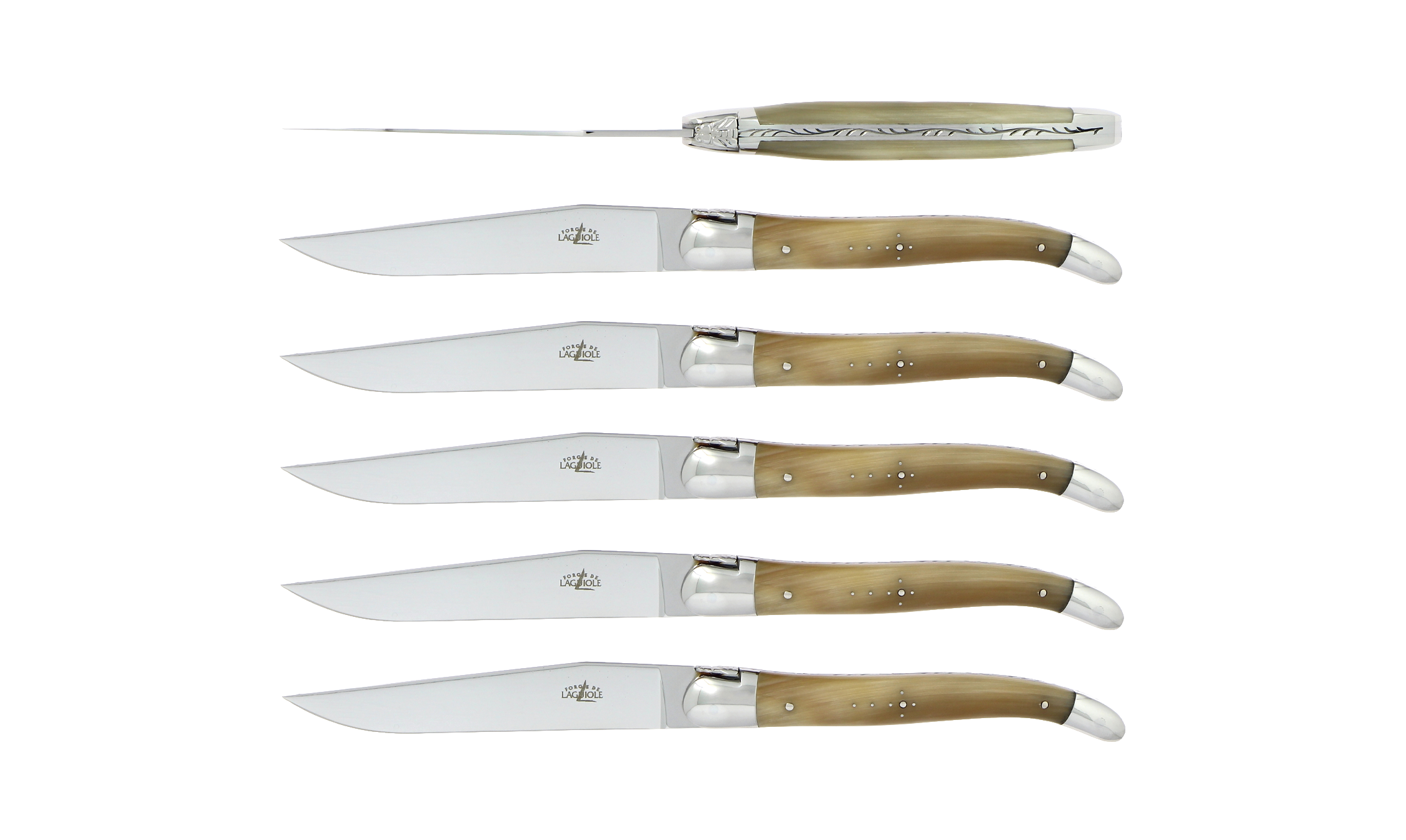 Table knives, high polished finish with light Horn handle, set of 6