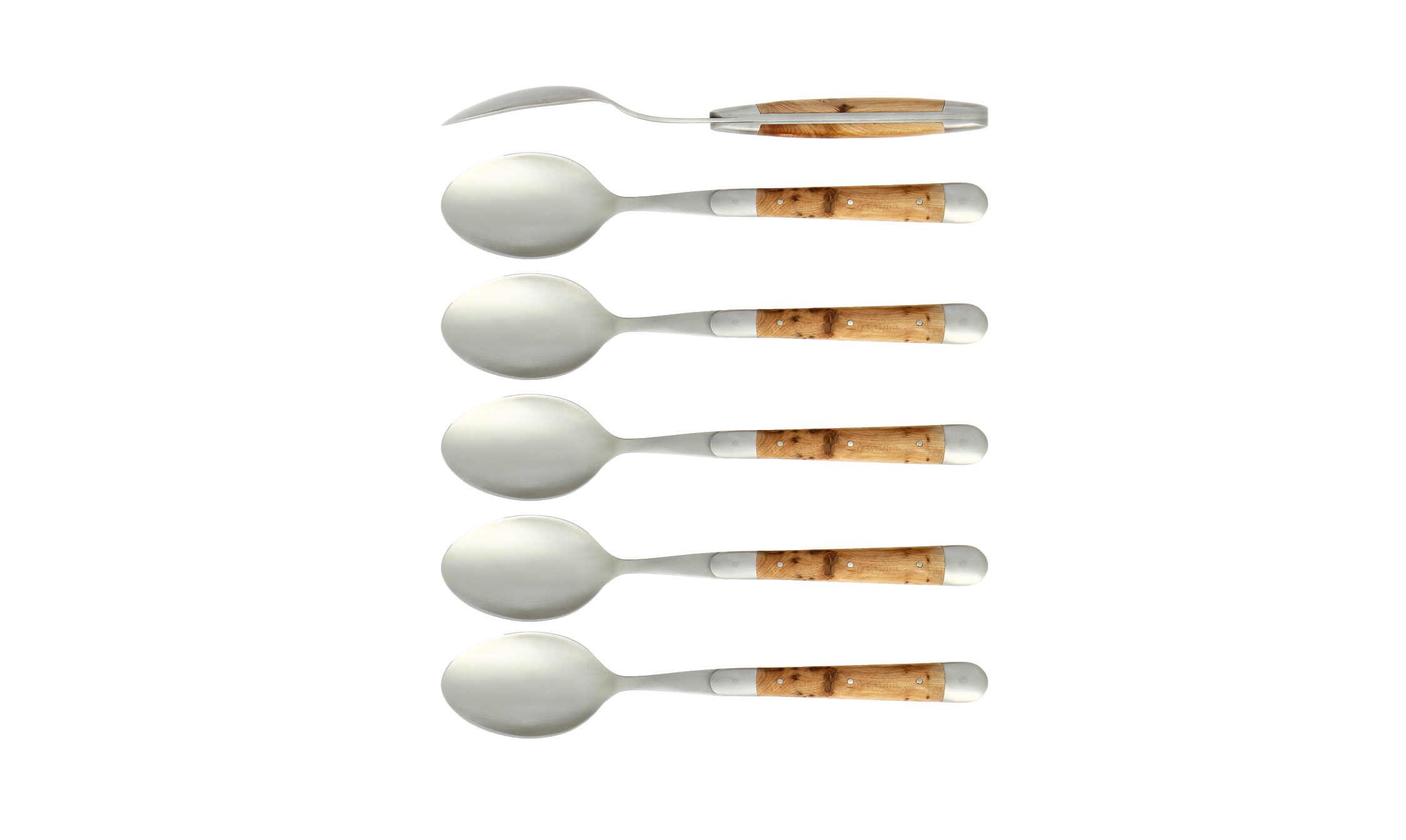Soup spoons, satin finish with Juniper handle, set of 6