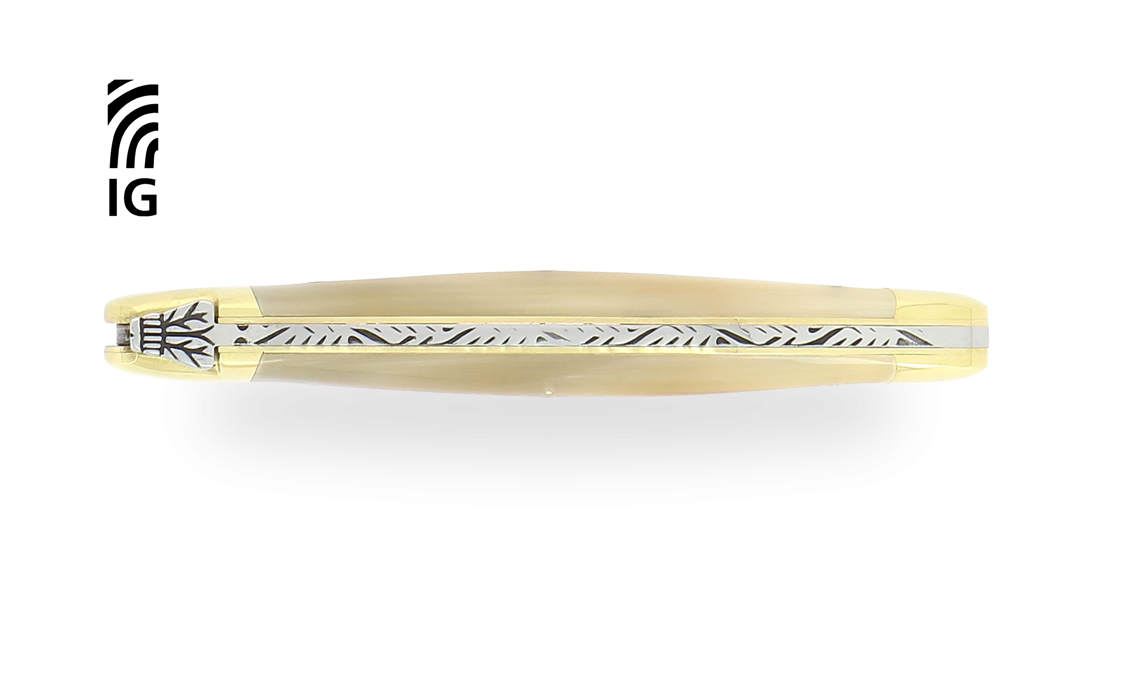 Couteau de Laguiole 12 cm en corne claire, mitres laiton