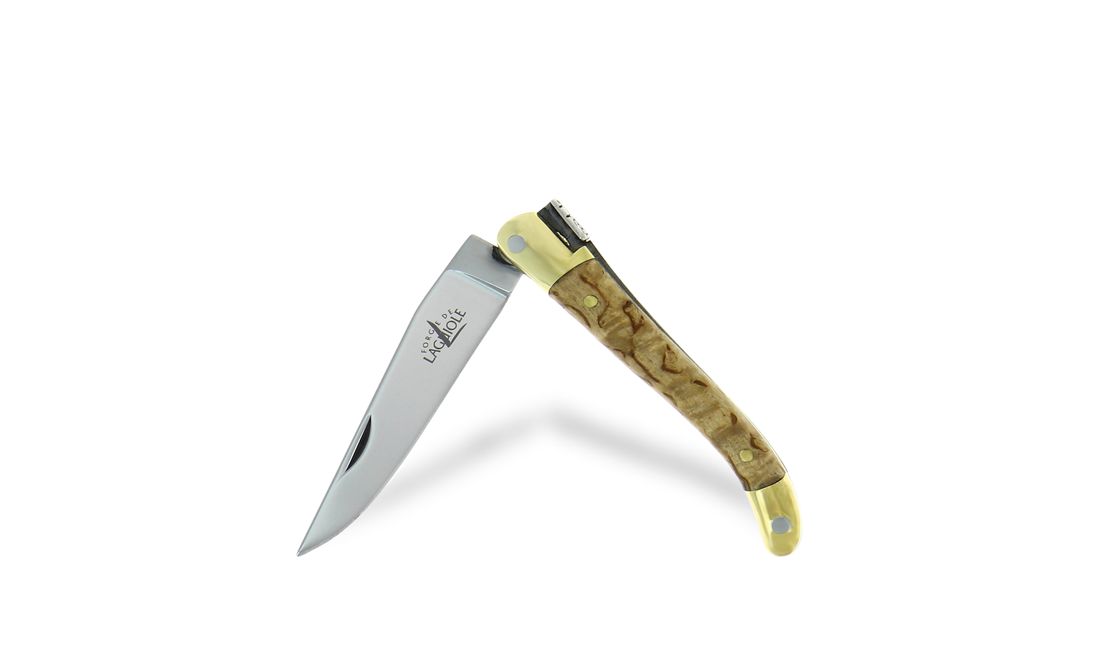 Couteau de Laguiole 7 cm en bouleau, mitres laiton
