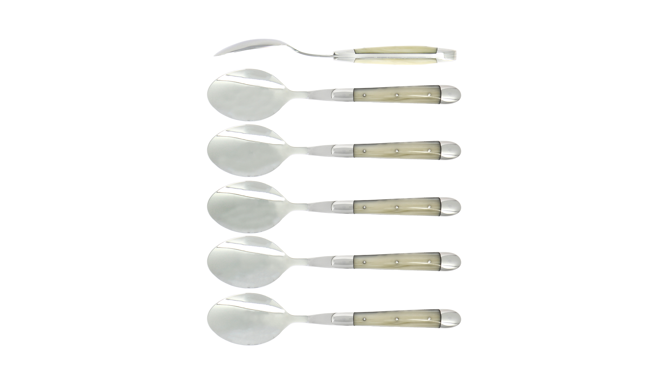Esslöffeln, Finish glänzend mit Griff aus Acryl opalescence, Set mit 6