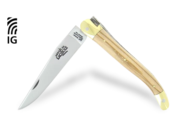 Laguiole knife 11 cm in Olivewood with brass bolsters