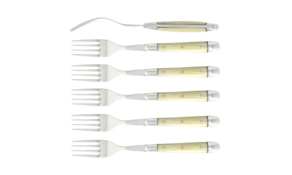 Laguiole avec tire-bouchon en olivier, doubles platines et lame damas inox, finition satinée
