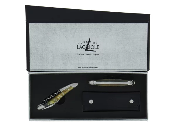 Coffret duo Laguiole en corne de vache Aubrac