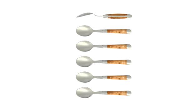 Coffee spoons, satin finish with Juniper handle, set of 6