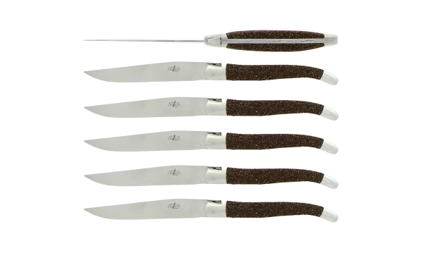 Couteaux de table satinés en Sable de Laguiole, coffret de 6