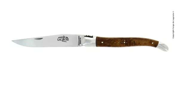 Couteau pliant de Laguiole ressort guilloché "Boraldes" manche en thuya finition brillante