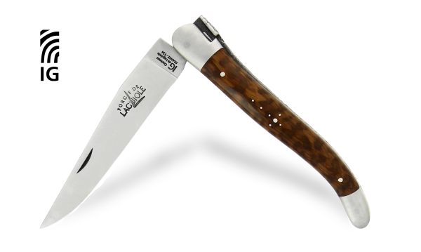 Couteau pliant 12 cm en amourette, mitres inox finition satinée