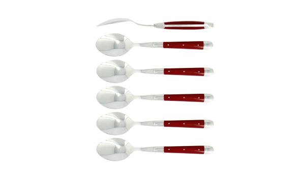 Cuillères à soupe, brillantes en tissu compressé rouge, coffret de 6