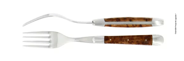 Essgabeln, finish glänzend mit Griff aus Thuja, Set mit 2