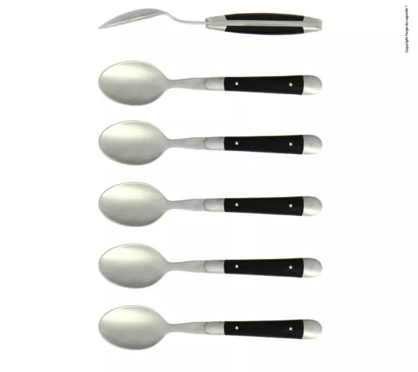 Kaffeelöffeln, Finish matt mitt Griff aus ebenholz, Set mit 6