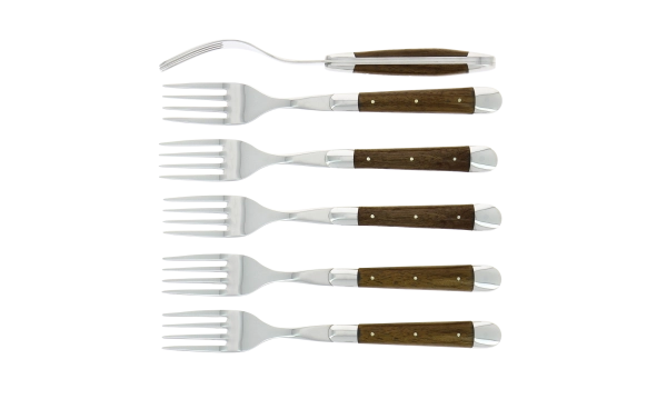 Fourchettes brillantes en noyer, coffret de 6
