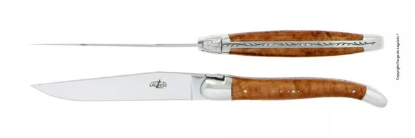 Couteaux de table brillants en Bruyère, coffret de 2