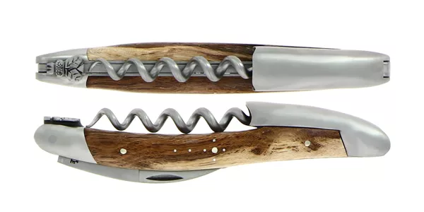 Couteau de sommelier ciselé main en cep de vigne finition satinée