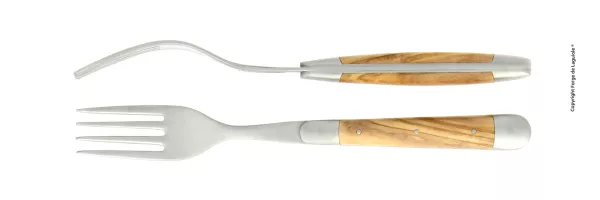 Essgabeln, finish matt mit Griff aus Olivenholz, Set mit 2