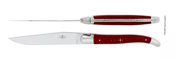 Tafelmesser, Finish glanzend mit Griff aus roter gepresster Verbundfaser, 2er Set