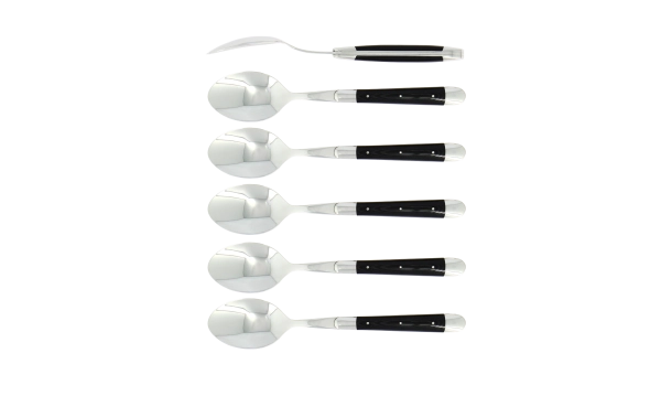 Cuillères à soupe, brillantes en tissu compressé noir, coffret de 6