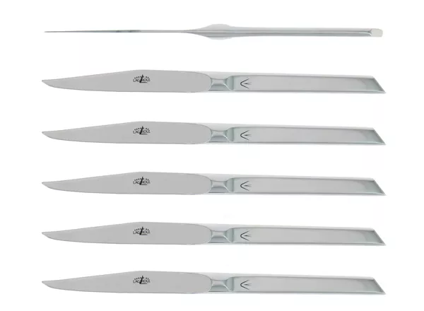 Couteaux de table Dayat en inox brillant, coffret de 6