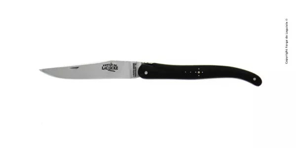 Couteau pliant ciselé main plein manche en ébène finition brillante avec double platines