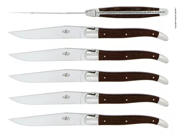 Tafelmesser, Finish glanzend mit Griff aus Eschenholz, 6er Set